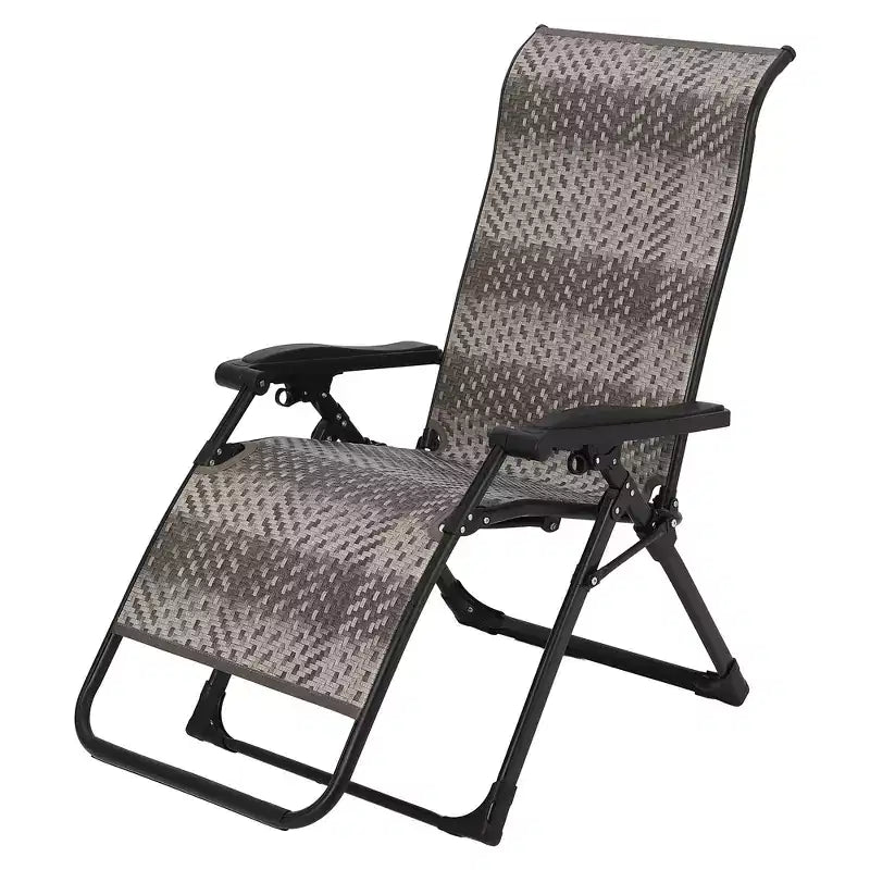 COZONY Rattan Lounge Chair with Adjustable Backrest, Folding Outdoor Patio Chair for Garden Balcony Poolside