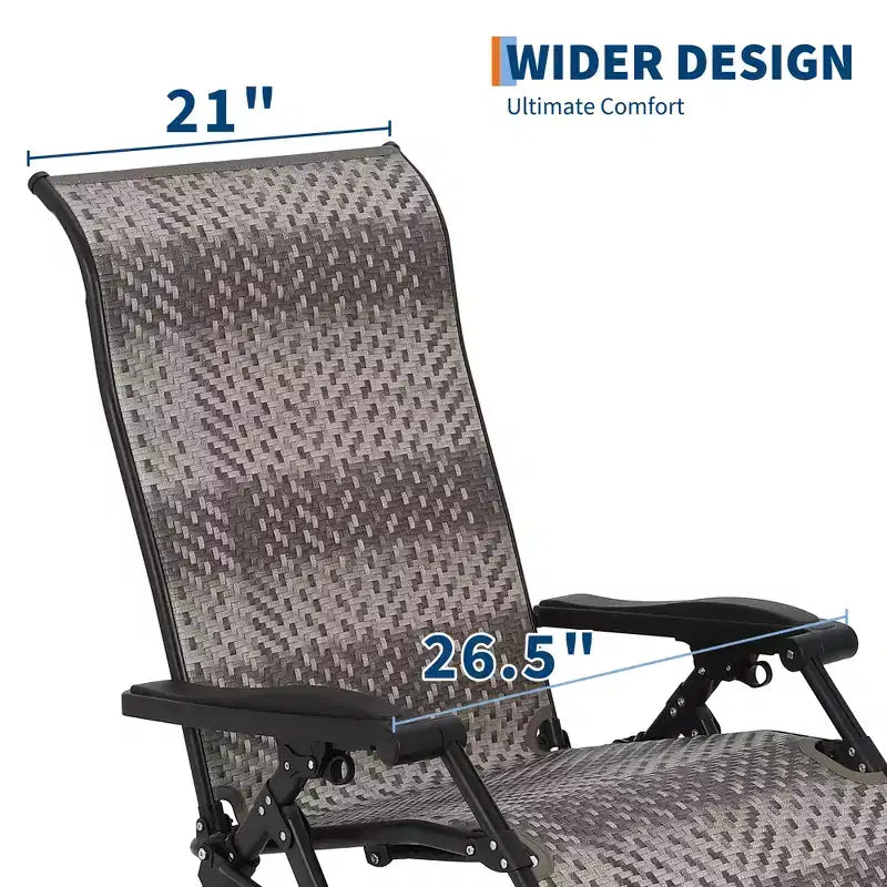 COZONY Rattan Lounge Chair with Adjustable Backrest, Folding Outdoor Patio Chair for Garden Balcony Poolside