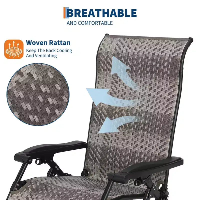 COZONY Rattan Lounge Chair with Adjustable Backrest, Folding Outdoor Patio Chair for Garden Balcony Poolside