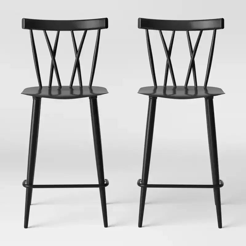 Set of 2 24" Becket Metal X Back Counter Height Barstool with Footrest Black - Threshold™