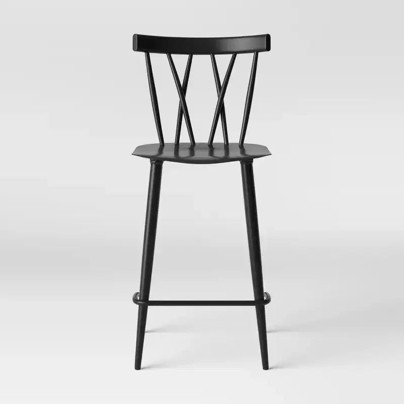 Set of 2 24" Becket Metal X Back Counter Height Barstool with Footrest Black - Threshold™