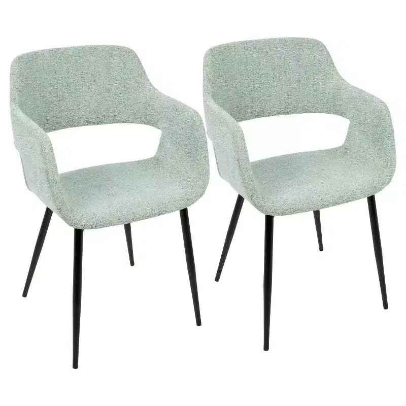 Set of 2 Margarite Mid Century Modern Dining/Accent Chair Pale Green - Lumisource: Ergonomic Design, Metal Legs, Polyester Upholstery