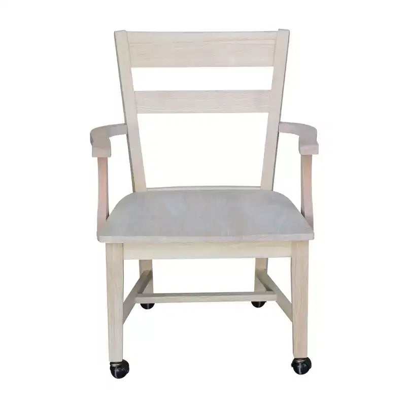 Dining Chair with Casters - Unfinished - International Concepts: Solid Wood, Parawood, Kitchen, Table