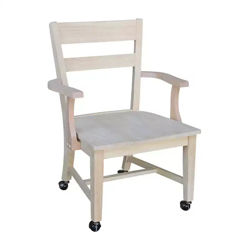 Dining Chair with Casters - Unfinished - International Concepts: Solid Wood, Parawood, Kitchen, Table