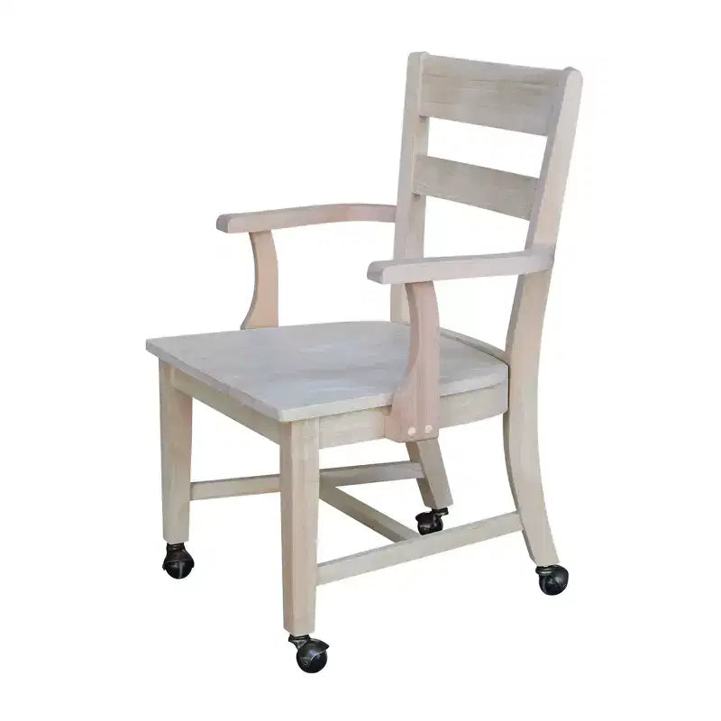 Dining Chair with Casters - Unfinished - International Concepts: Solid Wood, Parawood, Kitchen, Table