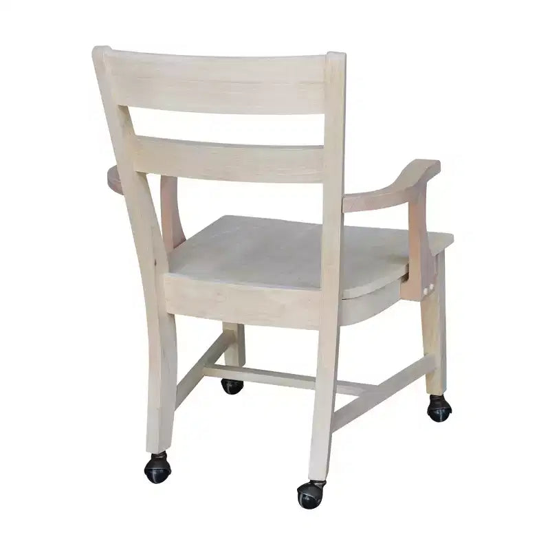Dining Chair with Casters - Unfinished - International Concepts: Solid Wood, Parawood, Kitchen, Table