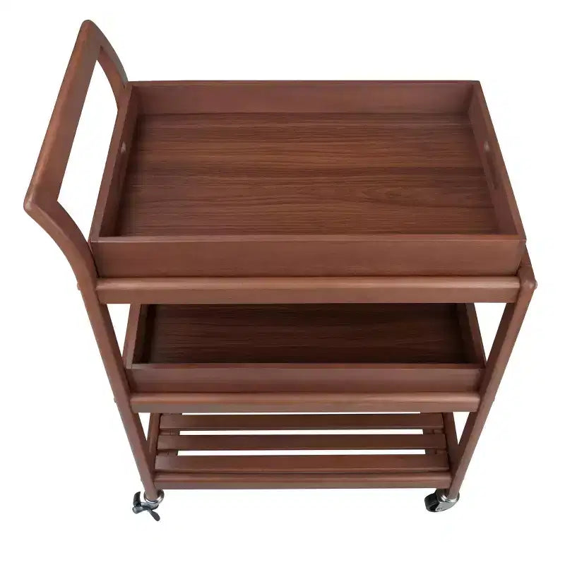 Winsome Albert Entertainment Cart Walnut : Hardwood Rolling Tea Cart with 2 Shelves, Adult Assembly Required