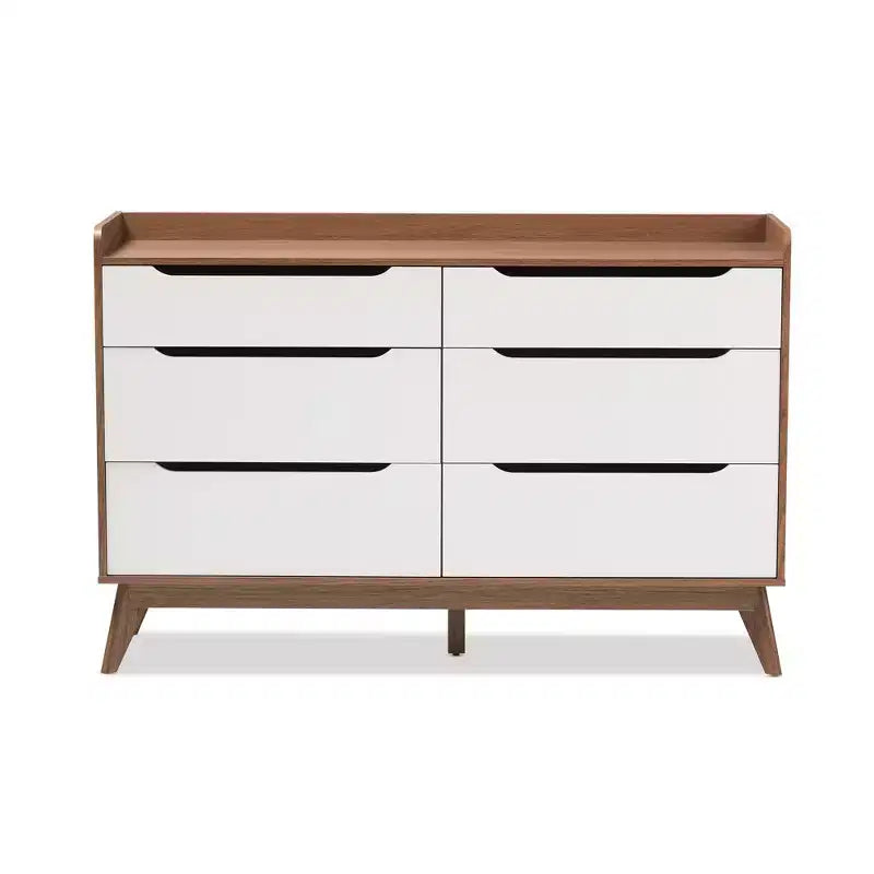 Brighton Mid-Century Modern Wood 6 Drawer Storage Dresser Brown - Baxton Studio