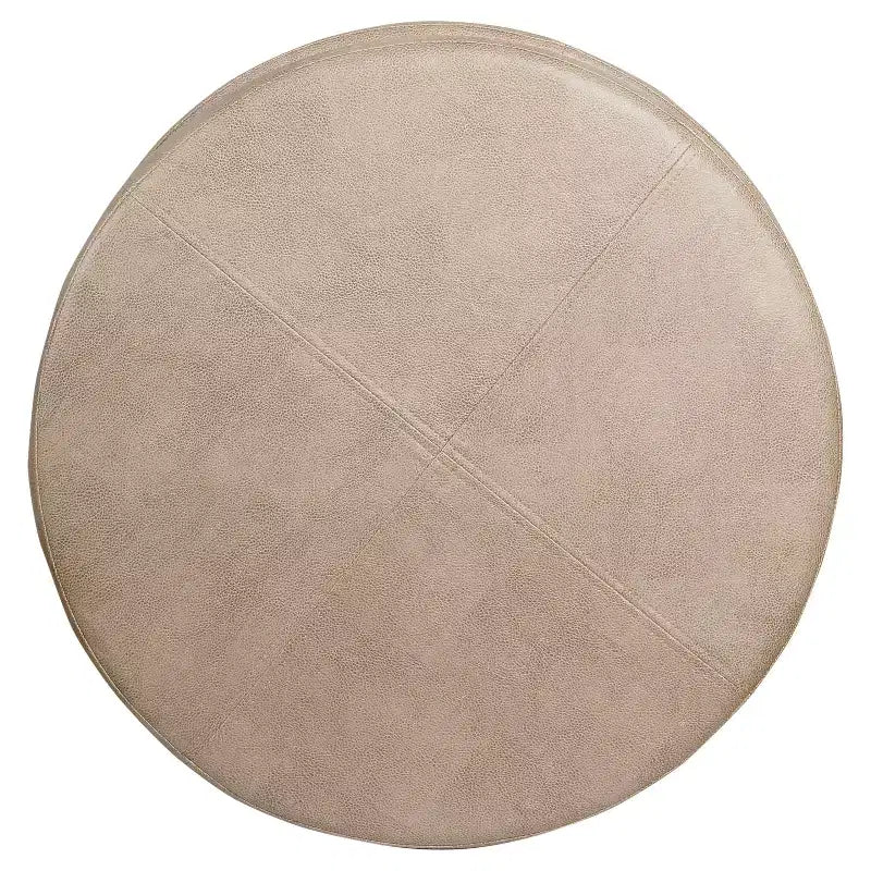 Round Faux Leather Storage Ottoman Taupe - HomePop