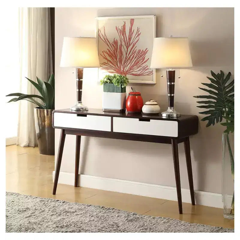 Acme Furniture Sofa Table Walnut White