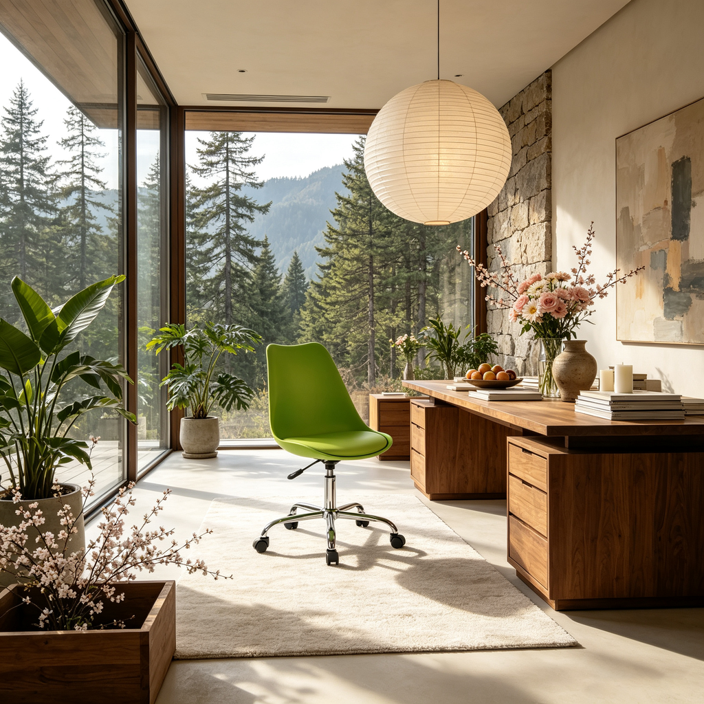 Chaise de bureau avec piètement chromé pneumatique